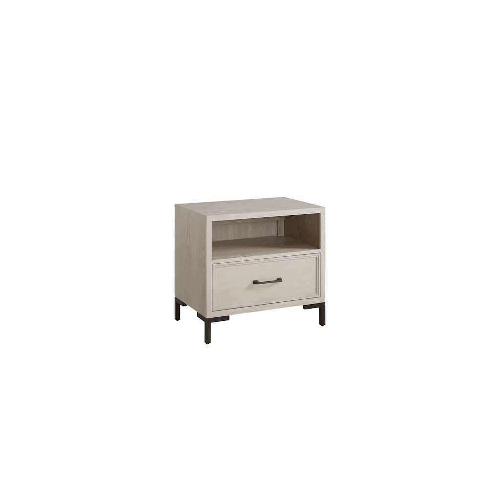 Bradley 1-Drawer Wood Nightstand with Shelf, Antique White