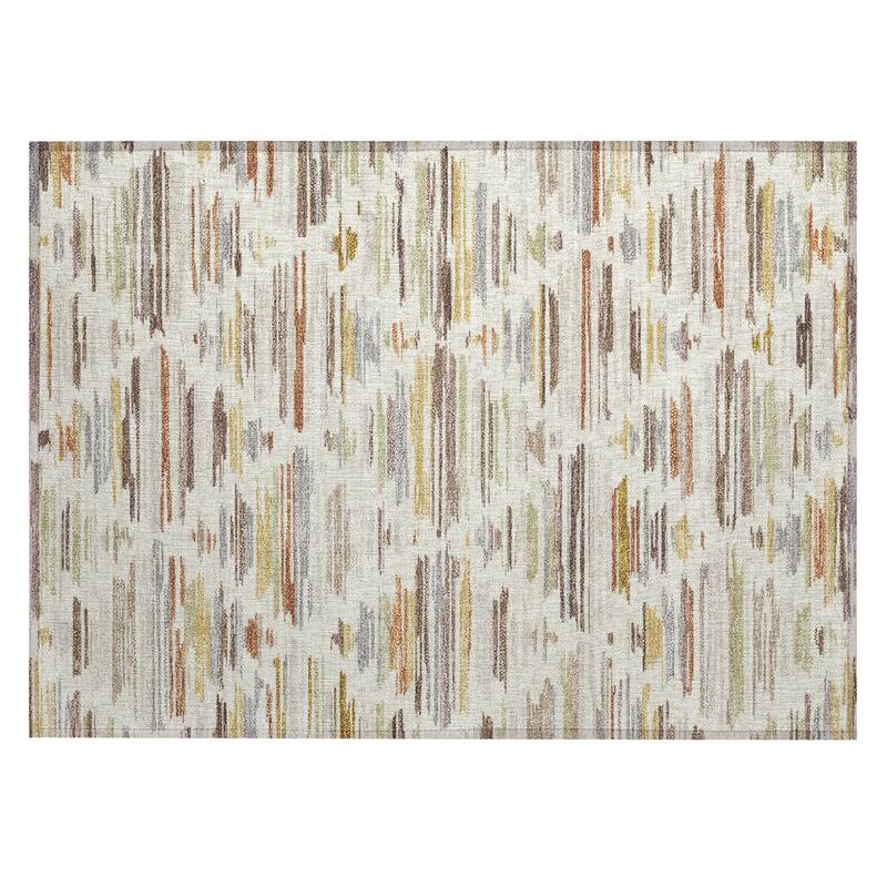 Machine Washable Indoor/ Outdoor Modern Trellis Chantille Rug