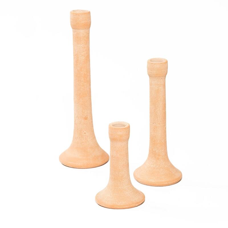 Round Candleholder White Wash Dia 3.75" & H 6" - White Wash