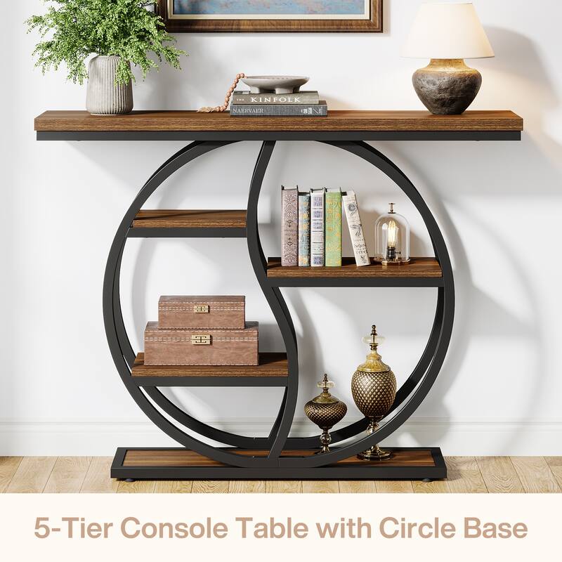 47.24" Entryway Table Wood Accent Tables with Metal Frame