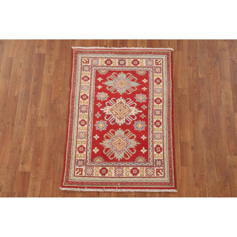 Red Kazak Accent Rug Hand-Knotted Wool Carpet - 2'8" x 3'10"