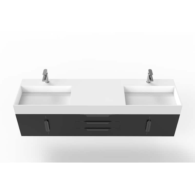 Amazon 72" Wall Mounted Bathroom Vanity Set w/ White Top