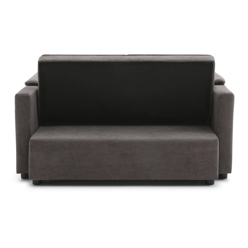 3 in 1 Convertible Sofa Bed with USB Port, Velvet 2 Seater Pull Out Sofa Bed, Loveseat Sofa with Adjustable Back & Side Pockets