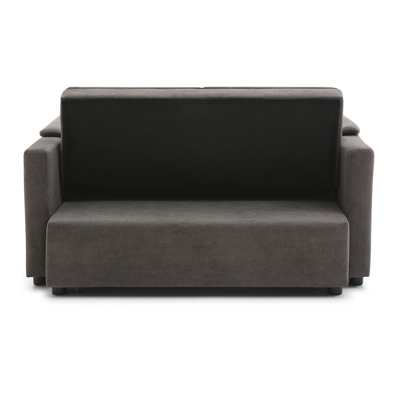 55" Velvet 2-Seater Convertible Sofa Bed, 3-in-1 Pull-Out Loveseat with Adjustable Backrest, USB Ports, Side Pockets