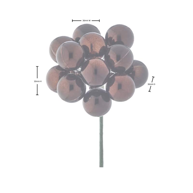 30mm Shatterproof Plastic 12 Bunch Shiney Stemball Set of 4