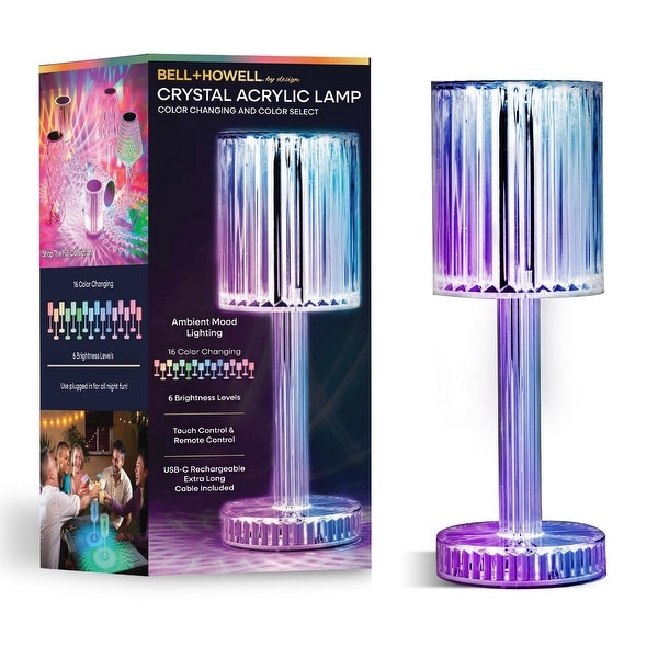Bell Howell Emerald Table Lamp Small Cordless Touch LED Rechargeable Acrylic Multi Color Bed Bath Beyond 41674190