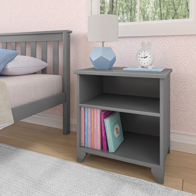 Max and Lily Nightstand with Shelf - Grey