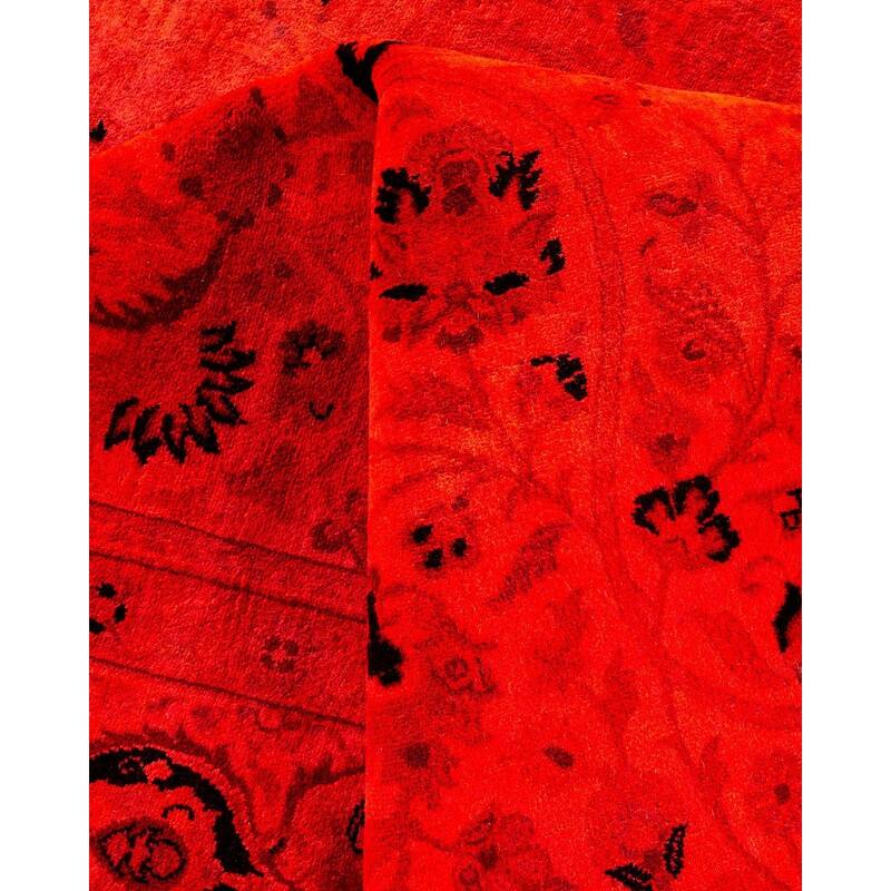 Overton Hand Knotted Wool Vintage Inspired Modern Contemporary Overdyed Orange Area Rug - 6' 0" x 9' 3"