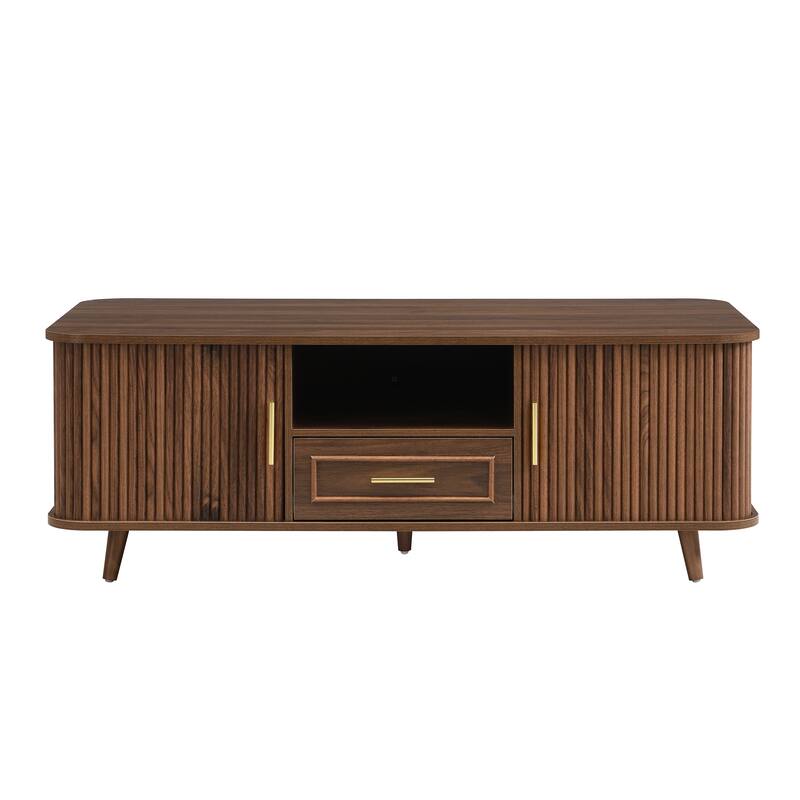 Christopher Knight Home - Arlo Mid-Century Modern Coffee Table with Tambour Doors and 6-Compartment Storage Drawer
