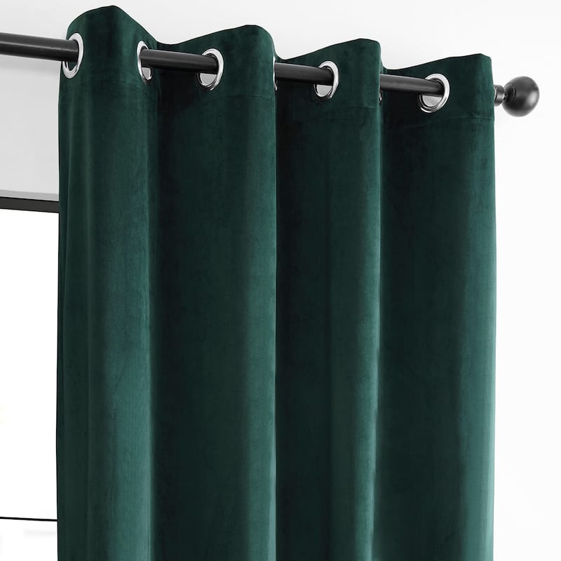 Exclusive Fabrics Basic Deluxe Velvet Curtains Pair - 2 Panels - Grommet Room Darkening Curtains