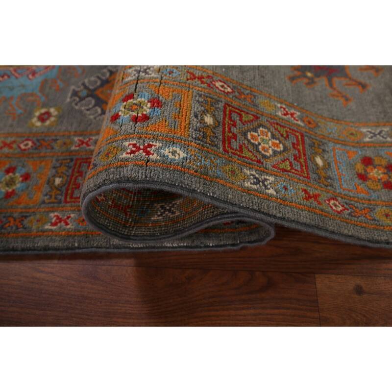 Gray Kazak Oriental Runner Rug Handmade Wool Carpet - 2'8" x 9'7"