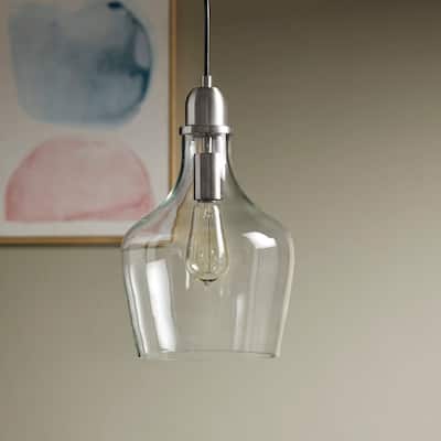 Industrial Style Bell Shaped Glass Pendant, Assembly Required (Bulbs Not Included)