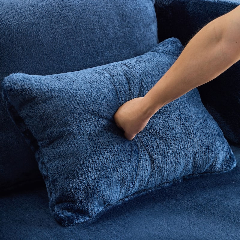Queen Foldable Sleeper Sofa, Floor Couch Sofa Bed, High-Density Foam Convertible Lounge Sofa Loveseat - Blue