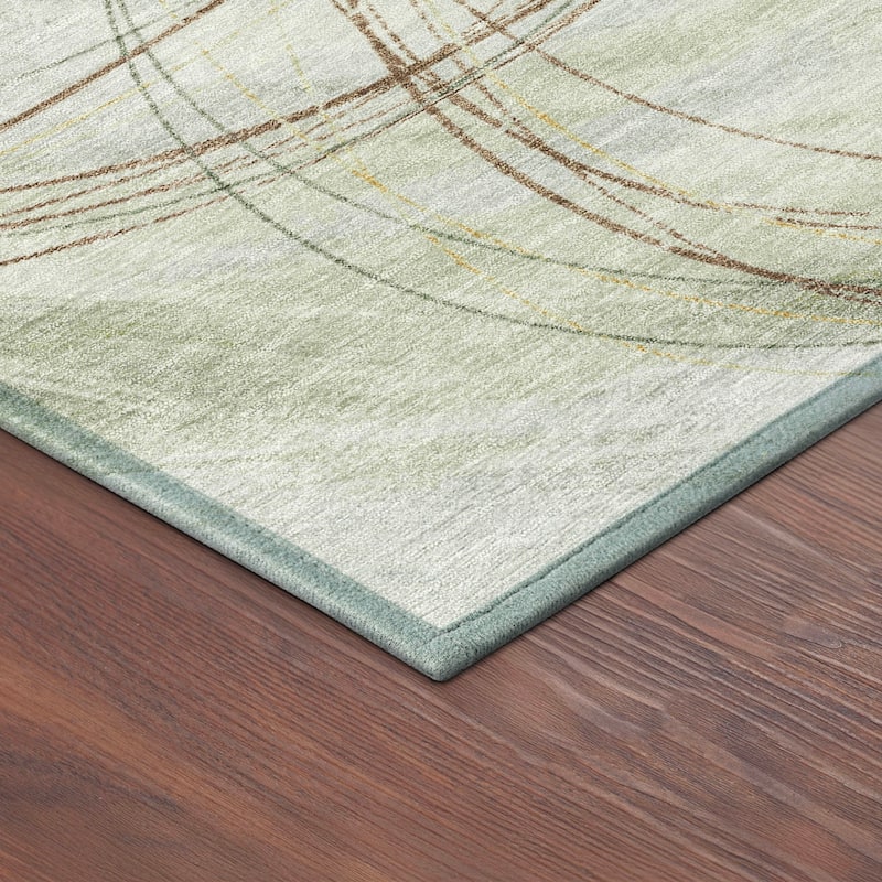 Machine Washable Indoor/ Outdoor Abstract Modern Chantille Rug