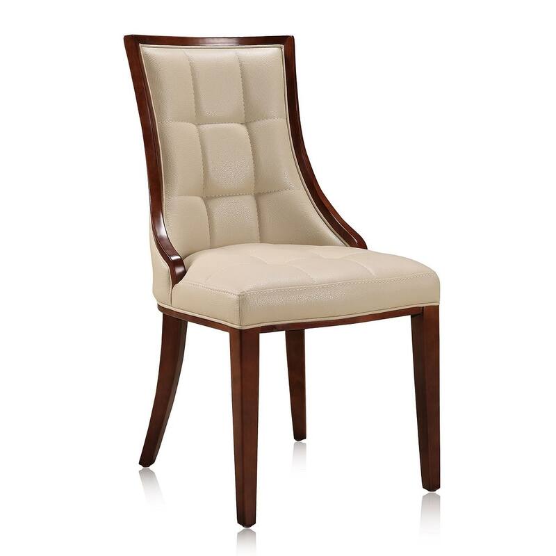 Fifth Avenue Cream and Walnut Faux Leather Dining Chair (Set of Two)