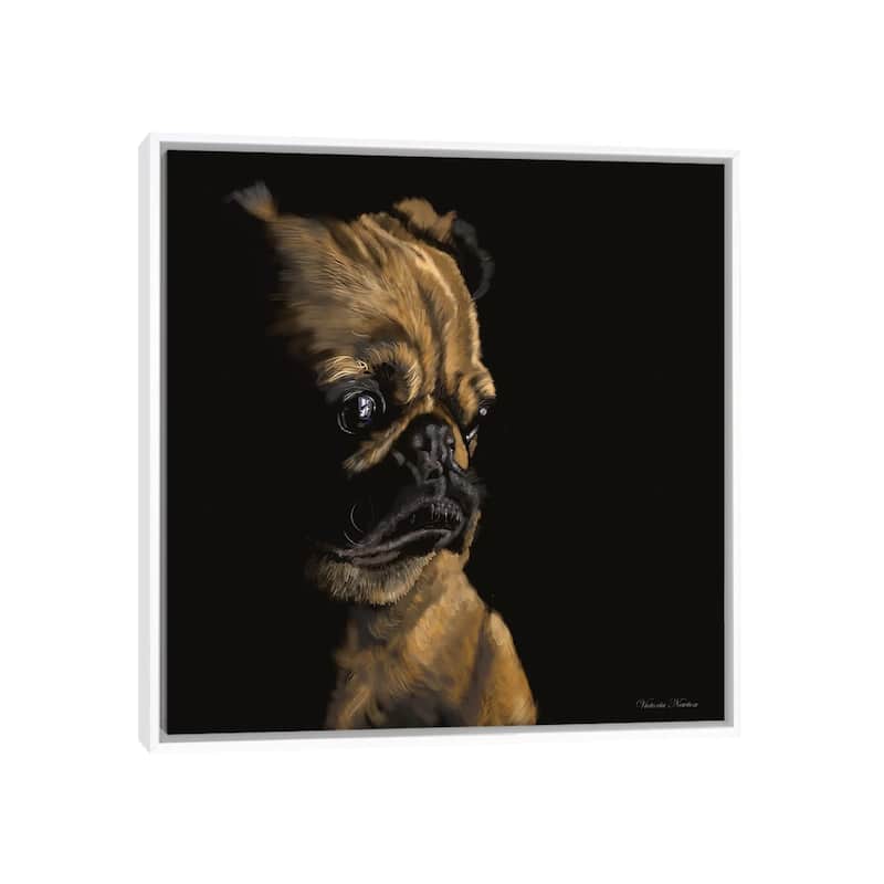 iCanvas "Pug" by Vicki Newton Framed Canvas Print - White - 12x12