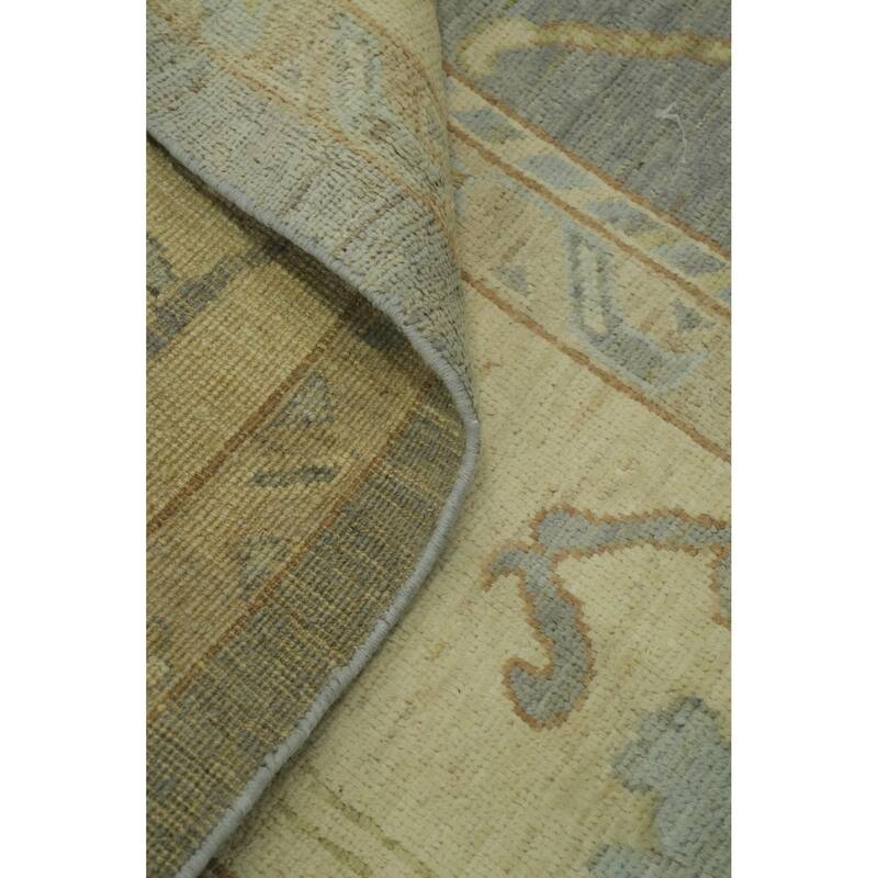 Vegetable Dye Gray Oushak Turkish Large Rug, Floral Geometric Carpet - 13' 9'' X 10' 3''