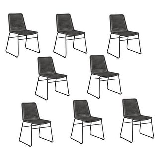 Jambri Brown and Sandy Black Rattan Dining Chairs (Set of 8)