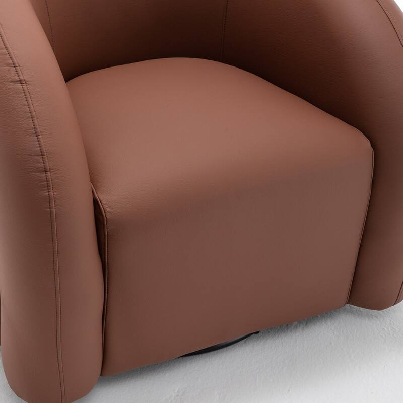 SEYNAR Modern Glam PU Leather 360 Degree Swivel Accent Armchair with Metal Base