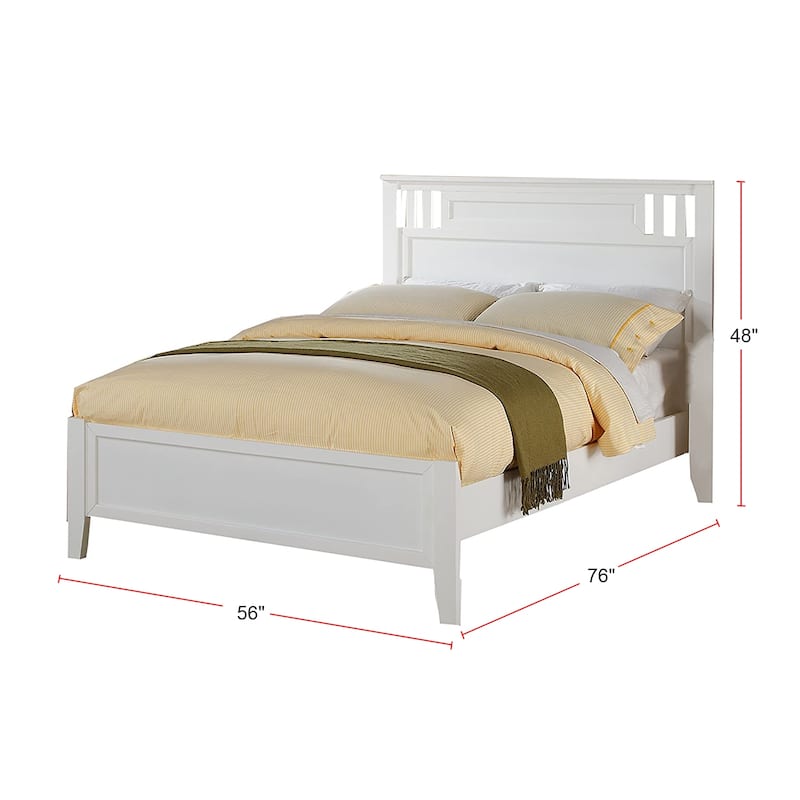 Wooden Panel Bed In White Finish