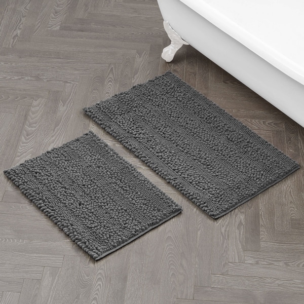 Laura Ashley Astor Chenille Bath Mat with TPR Backing - On Sale