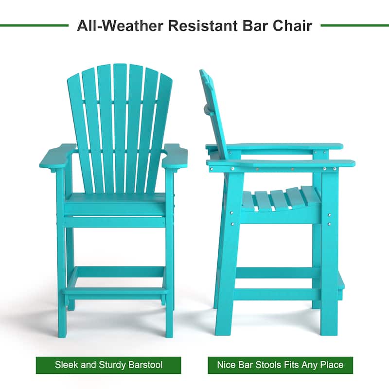 Modern Outdoor Bar Stools Set of 2 or 4 - with Ergonomic Adirondack Design, Durable HDPE Construction & Weather-Resistant