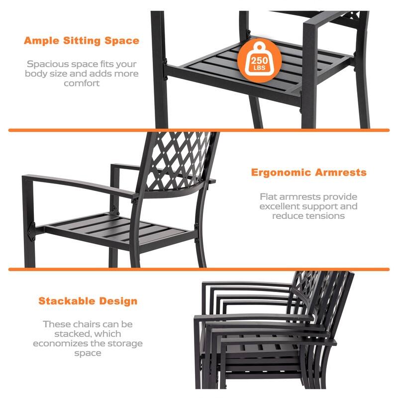 Outdoor 5-Piece Dining Set, Iron Finish, Black with Gold Speckles
