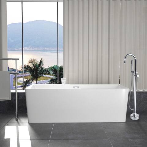 White Contemporary Design Acrylic Flatbottom Bathtub