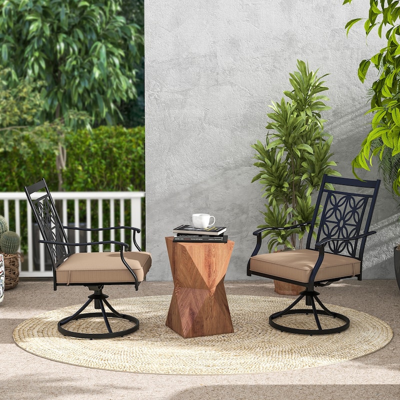 Gymax Patio Metal Swivel Chairs Set of 4 Fabric Bistro Rocker Chairs