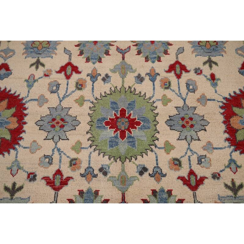 Geometric Kazak Area Rug Hand-Knotted Traditional Wool Carpet - 4'11" x 6'8"