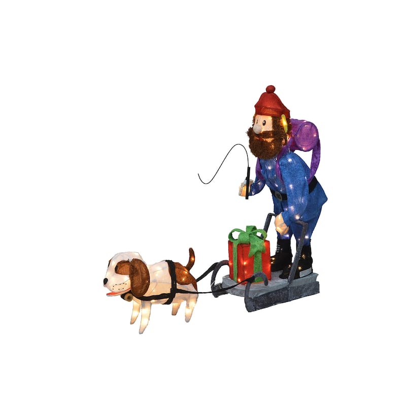 34" Rudolph 3D Pre-lit LED Yard Art Standing Yukon and Dog