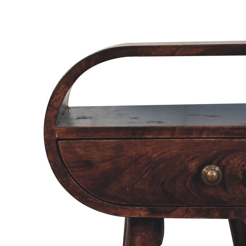 HomeRoots 21" Walnut Solid Wood Oval One Drawer Nightstand