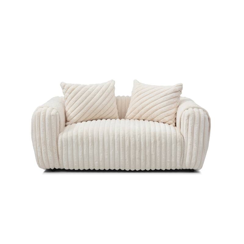 Cancun 70 in. Pillow Top Arm Polyester Straight Sofa in White - White