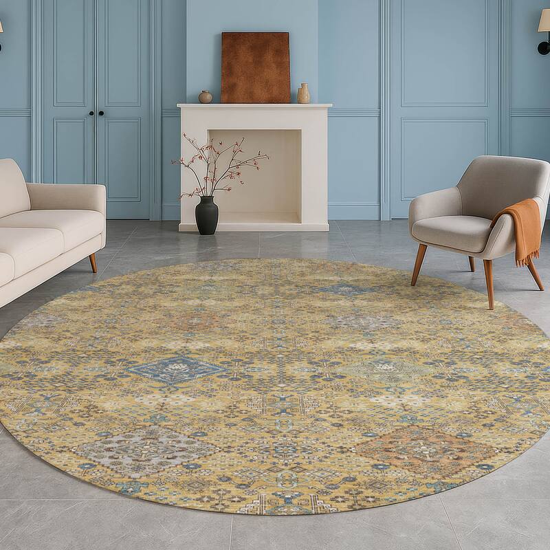 Machine Washable Indoor/ Outdoor Boho Panel Chantille Rug