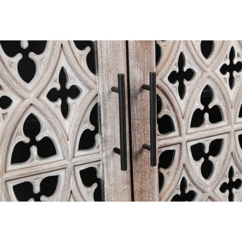 Hollow Four Door Antique Cabinet, American Country Style, Suitable for Living Room, TV Cabinet, Kitchen