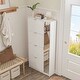 preview thumbnail 5 of 17, White Shoe Cabinet with Full-Length Mirror Stylish Vertical Storage