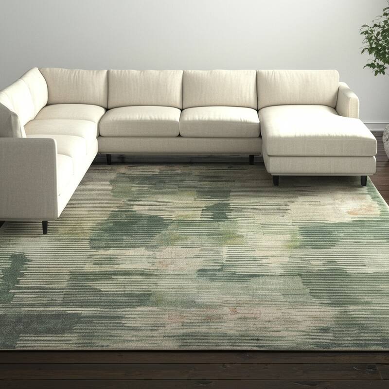 HomeRoots Abstract Industrial Rectangle Area Rug - 120.00 in. x 93.00 in.  x 0.47 in.