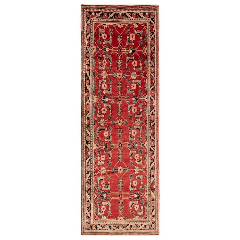 ECARPETGALLERY Hand-knotted Anadol Red Wool Rug - 3'7 x 10'3 - Red - 3'7 x 10'3