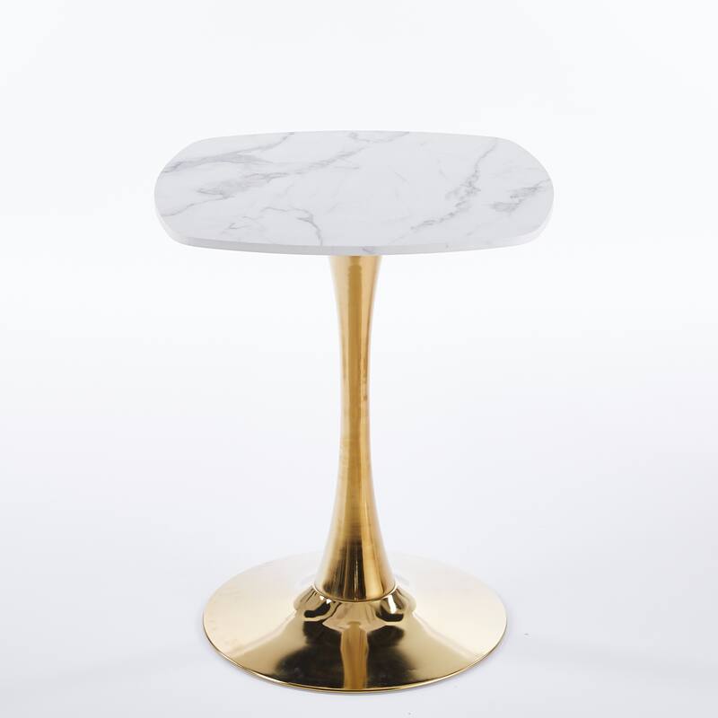 Small Square Dining Table for 2-4 People, Coffee Table with MDF Top & Metal Pedestal, Tulip Table for Living Room, Small Spaces