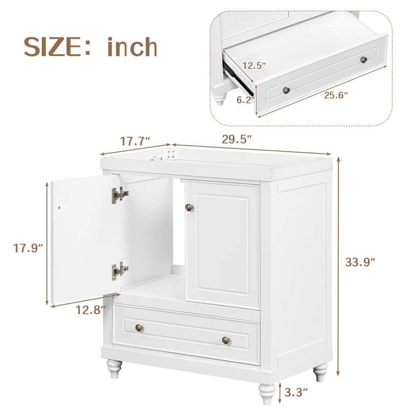 30" 2-door Bathroom Vanity with Sink and Drawer