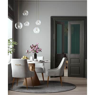 Silver Orchid Chester Pleated Light Grey Velvet Side Chair - N/A