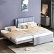 preview thumbnail 20 of 18, Upholstery platform bed with Headboard & Trundle, Pull Out Twin Platform Bed Underneath Grey