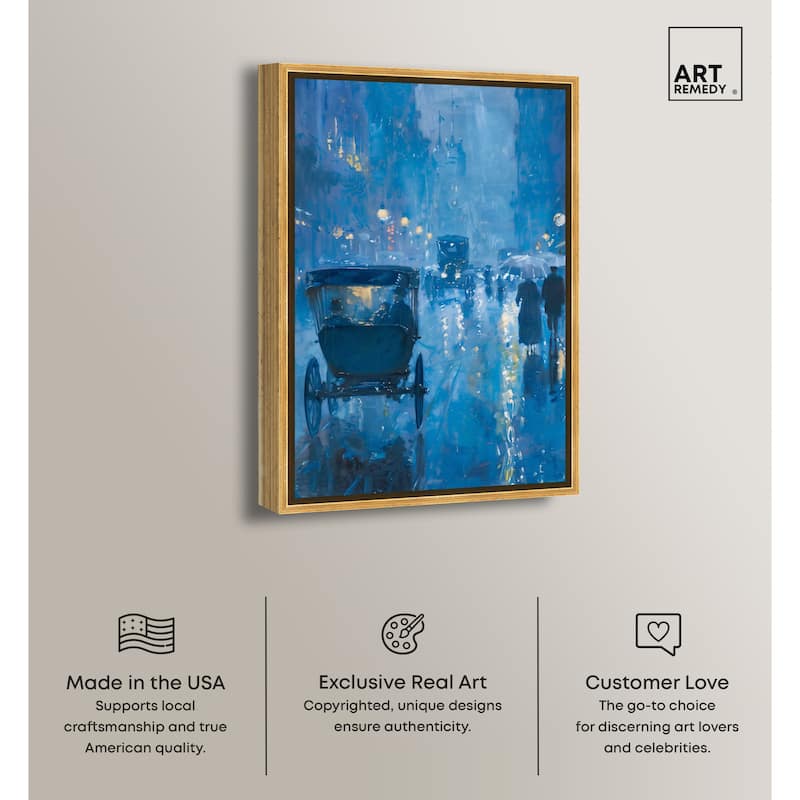 Art Remedy London Nights Framed Impressionism 1 Piece Canvas Wall Art /Monet And Van Gogh Inspired Art