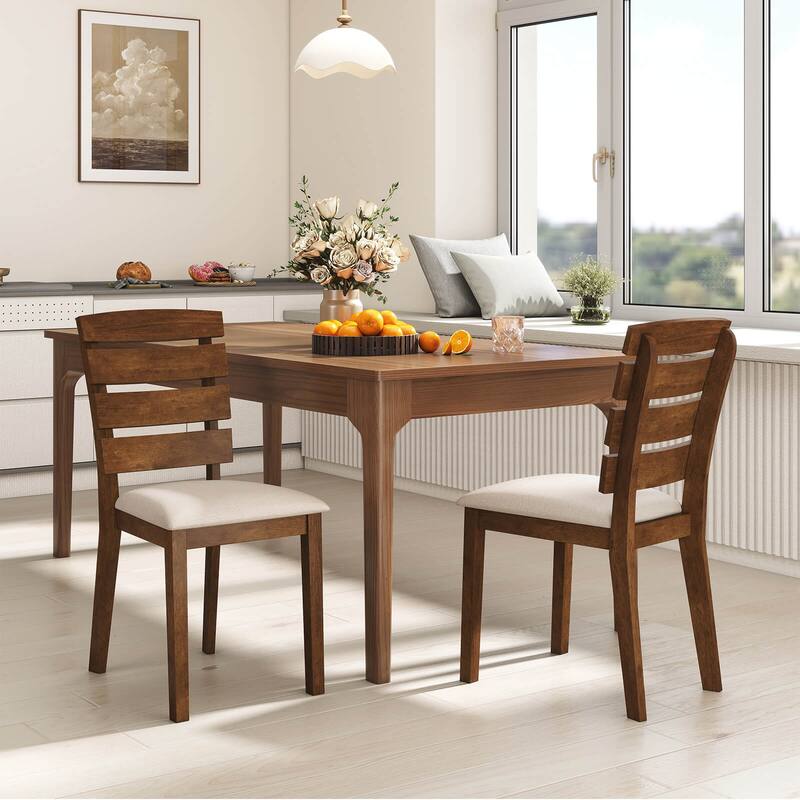 Costway Dining Chair Set of 2/4 Upholstered Kitchen Chair with Slatted