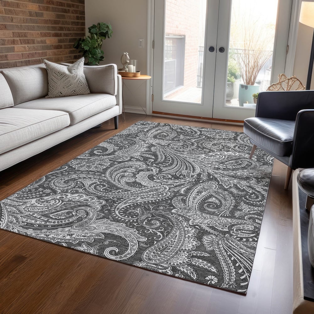 Machine Washable Indoor/ Outdoor Chantille Traditional Paisley Rug