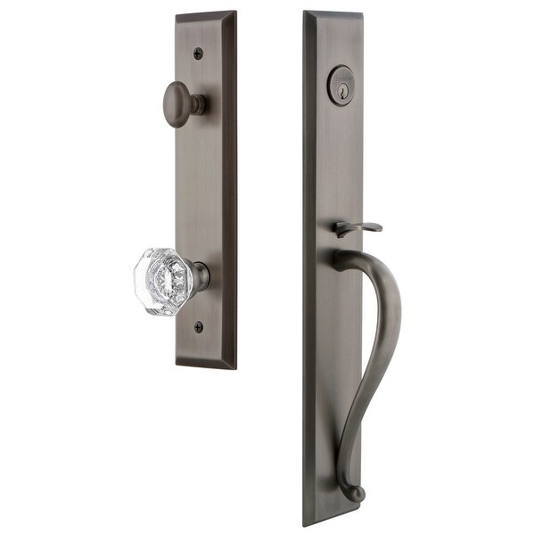 Grandeur FAVSGRCHM_ESET_234 Fifth Avenue Solid Brass Rose Keyed Entry Single Cylinder Full Plate "S" Grip Handleset with