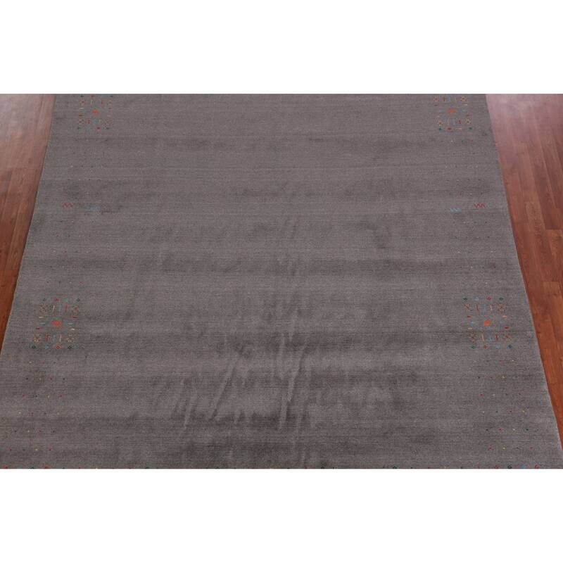 Hand Knotted Oriental 100% Wool Carpet Tribal Tribal Greys & Charcoal Gabbeh Area Rug - 12' 3'' X 8' 10''