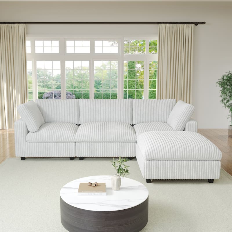 L-shaped Soft Plush Upholstered Modular Sectional Sofa Deep Living Room Couch