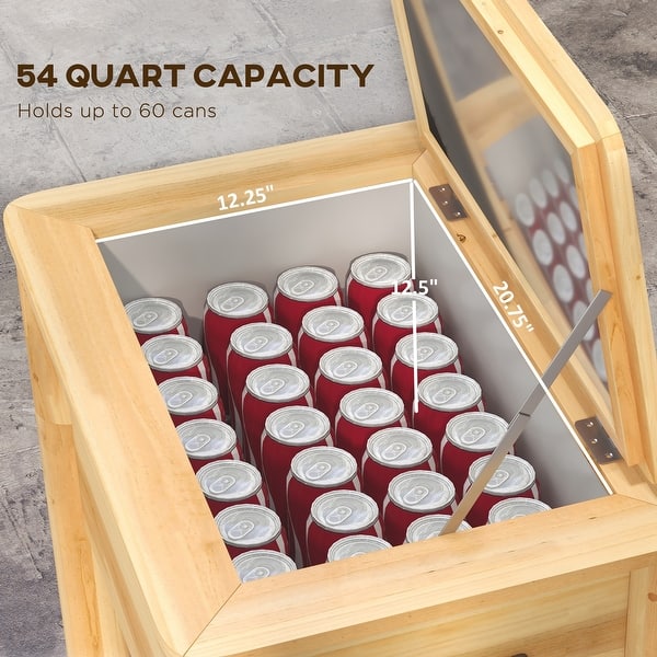 Outsunny Wooden Patio Cooler, 54Qt. Outdoor Beverage Cooler with Bottle Opener and 3 Handles