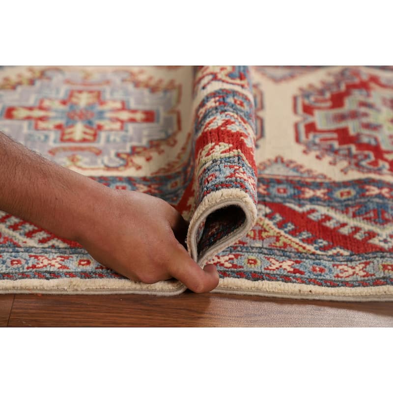 Kazak Runner Rug Hand-Knotted Wool Carpet - 2'5" x 15'2"